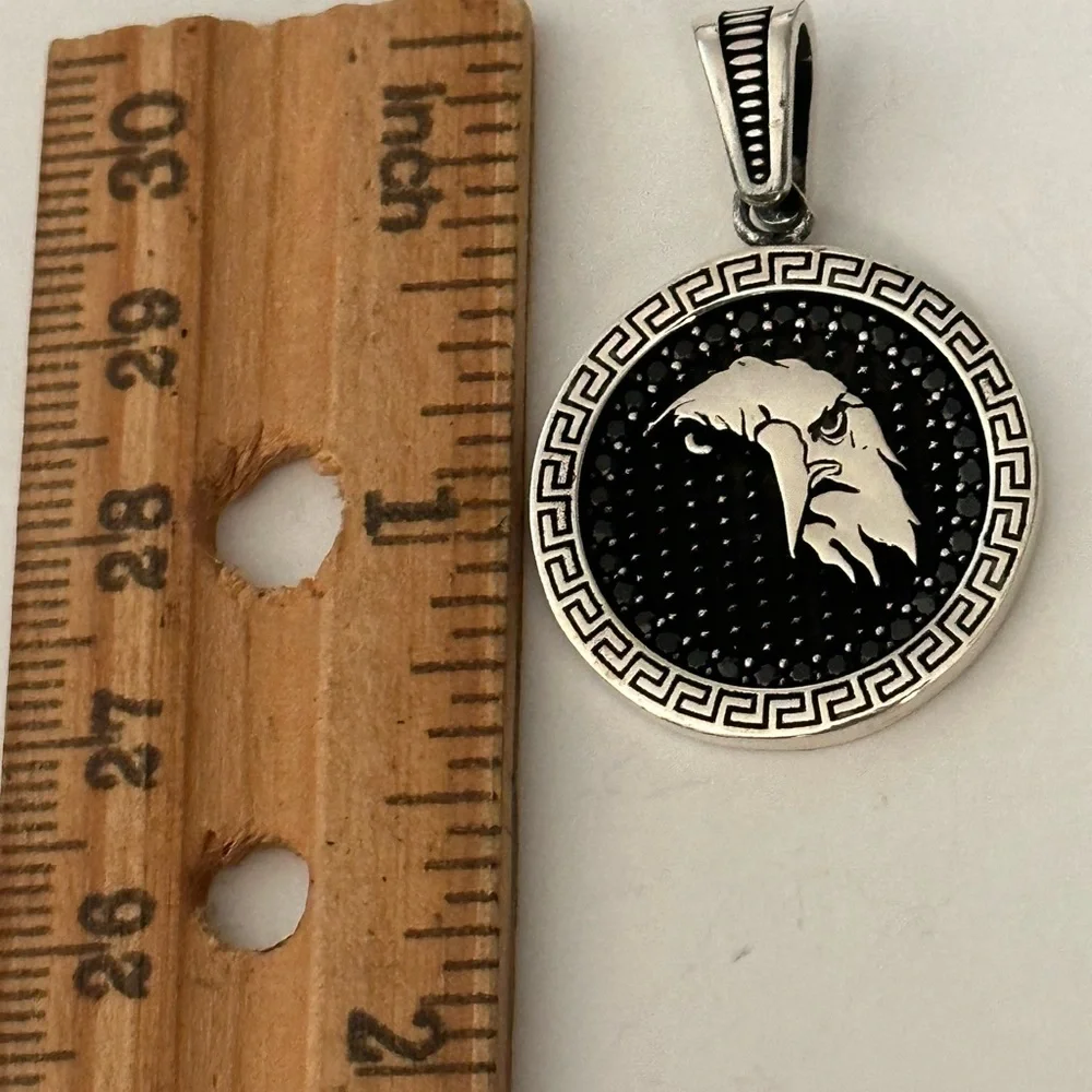 925 Silver eagle pendant with black cz